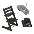 Tripp Trapp pakke i bøk med Newborn Set Deep Grey - Stokke