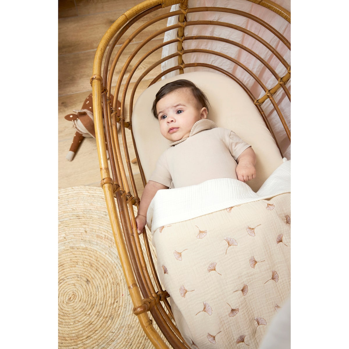 Babyteppe i musselin og frotté 75x100 cm forvasket - Meyco Baby