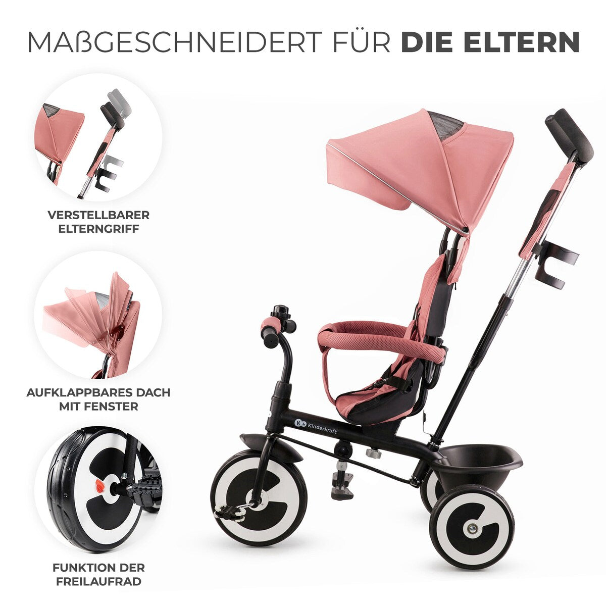 Trehjulssykkel ASTON fra 9 mnd til 5 år, maks 25 kg - Kinderkraft