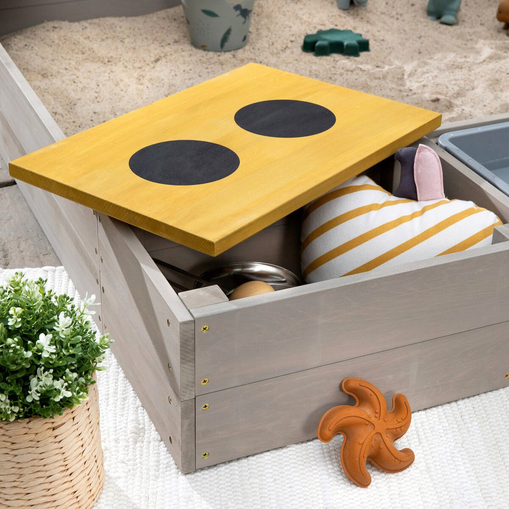 Sandkasse Wild 120x120x20 cm med tildekking i sypresstre - MUDDY BUDDY