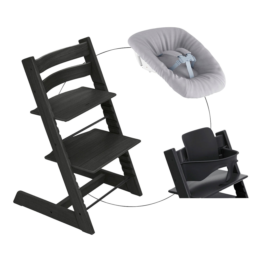 Tripp trapp-stol i eik med newborn-sett og babysett - Stokke