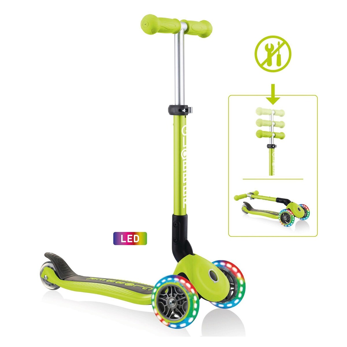 Sparkesykkel Junior med LED-lyshjul fra 24 mnd - Globber