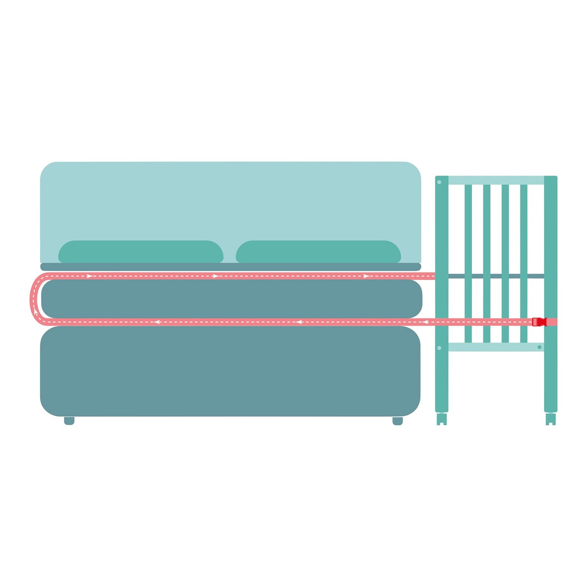 Bedside crib Cocon 40x90 cm massiv bøk med hjul - Fillikid