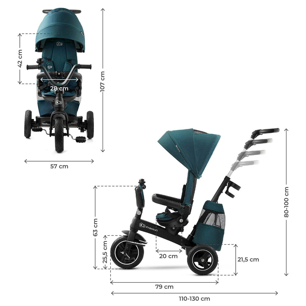 Trehjulssykkel EASYTWIST 5-i-1 fra 9 mnd, svingbart sete - Kinderkraft