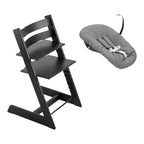 Tripp Trapp pakke i eik med Newborn Set Deep Grey - Stokke