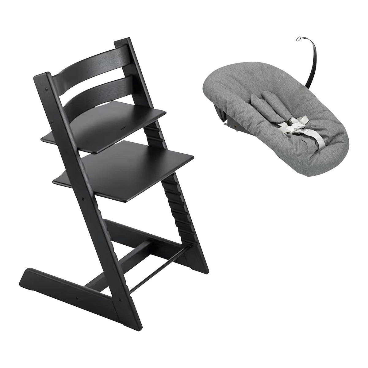 Tripp Trapp pakke i eik med Newborn Set Deep Grey - Stokke