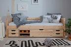 Sofaseng Naomi med oppbevaringsskuffer 90x200 cm furu - Ticaa
