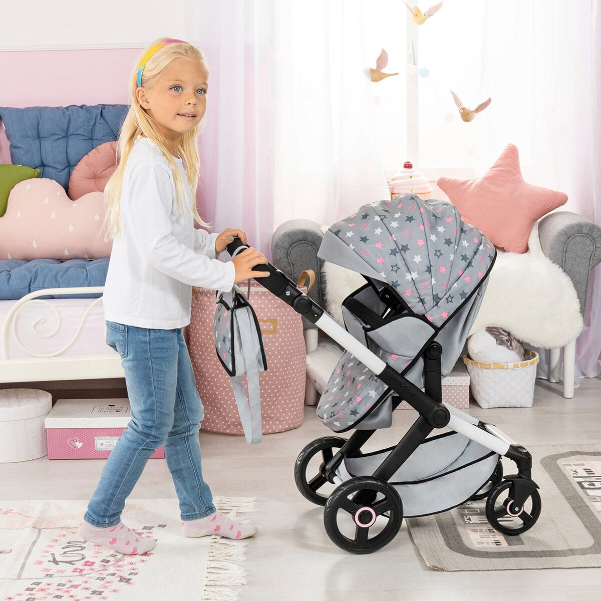 Kombi-dukkevogn Xeo med sportssete og justerbart håndtak fra 3 år - Bayer Design