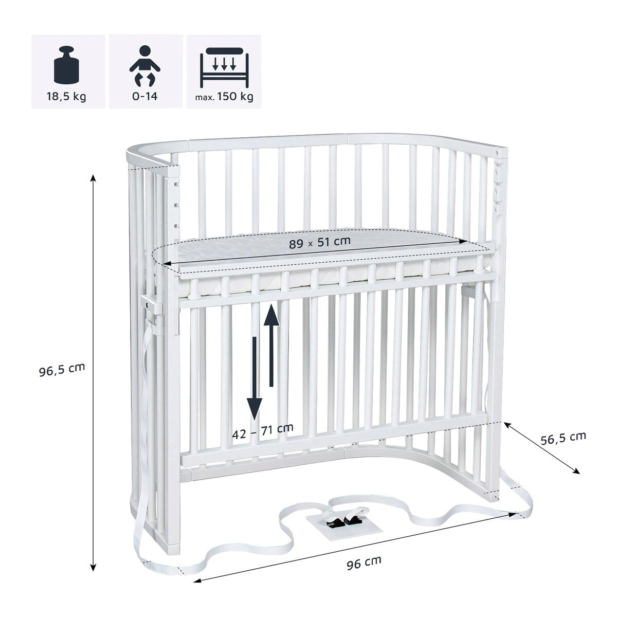Sengehest Boxspring Comfort Plus 89x51 cm massiv bøk - babybay®