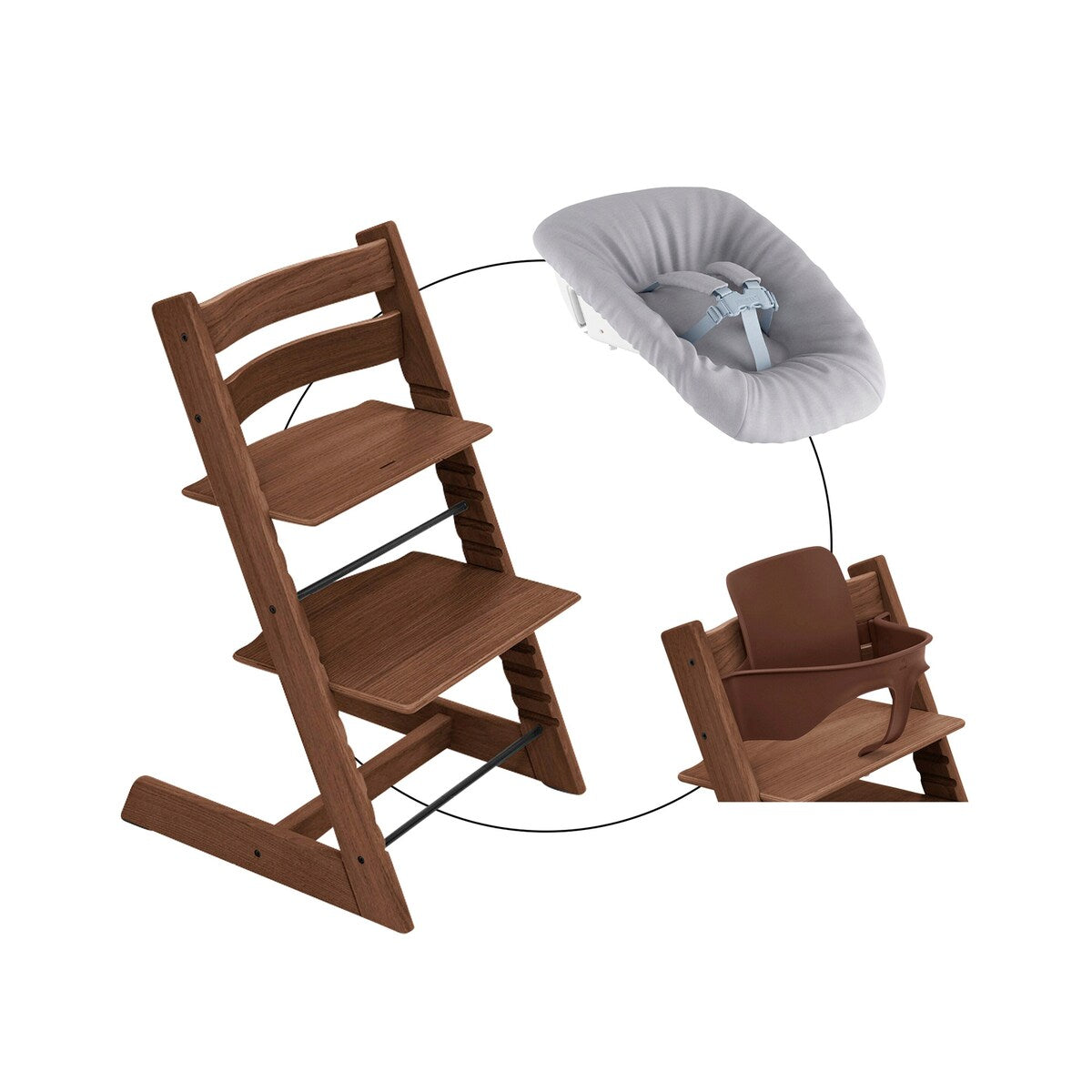 Trappestol Tripp Trapp eik med Newborn sett fra fødsel - Stokke