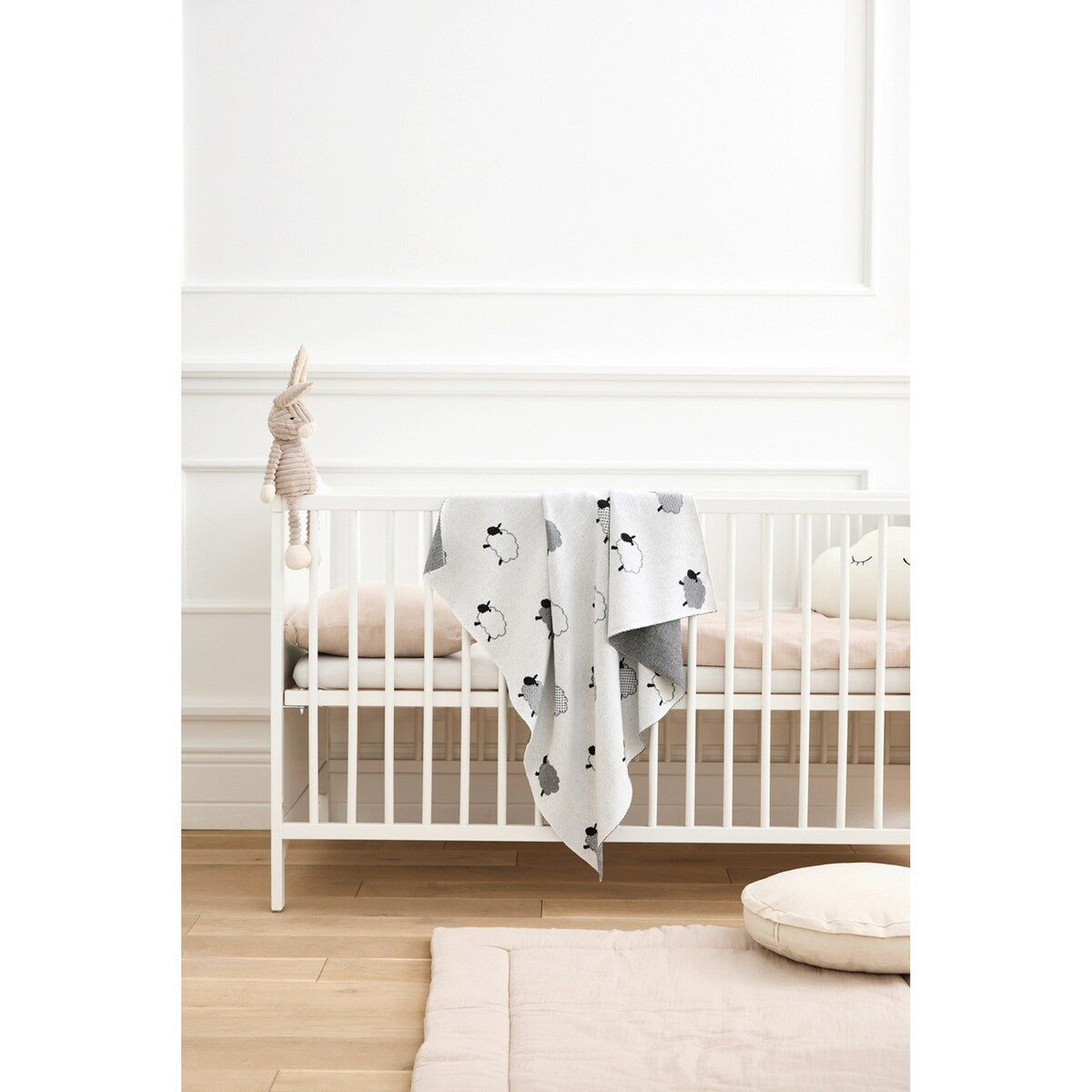 Strikket babyteppe bomull 80x100 cm - BORNINO HOME