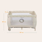 Reiseseng Sven Plus 2-i-1 med stelletopp og baldakin 127x71 cm - Lionelo
