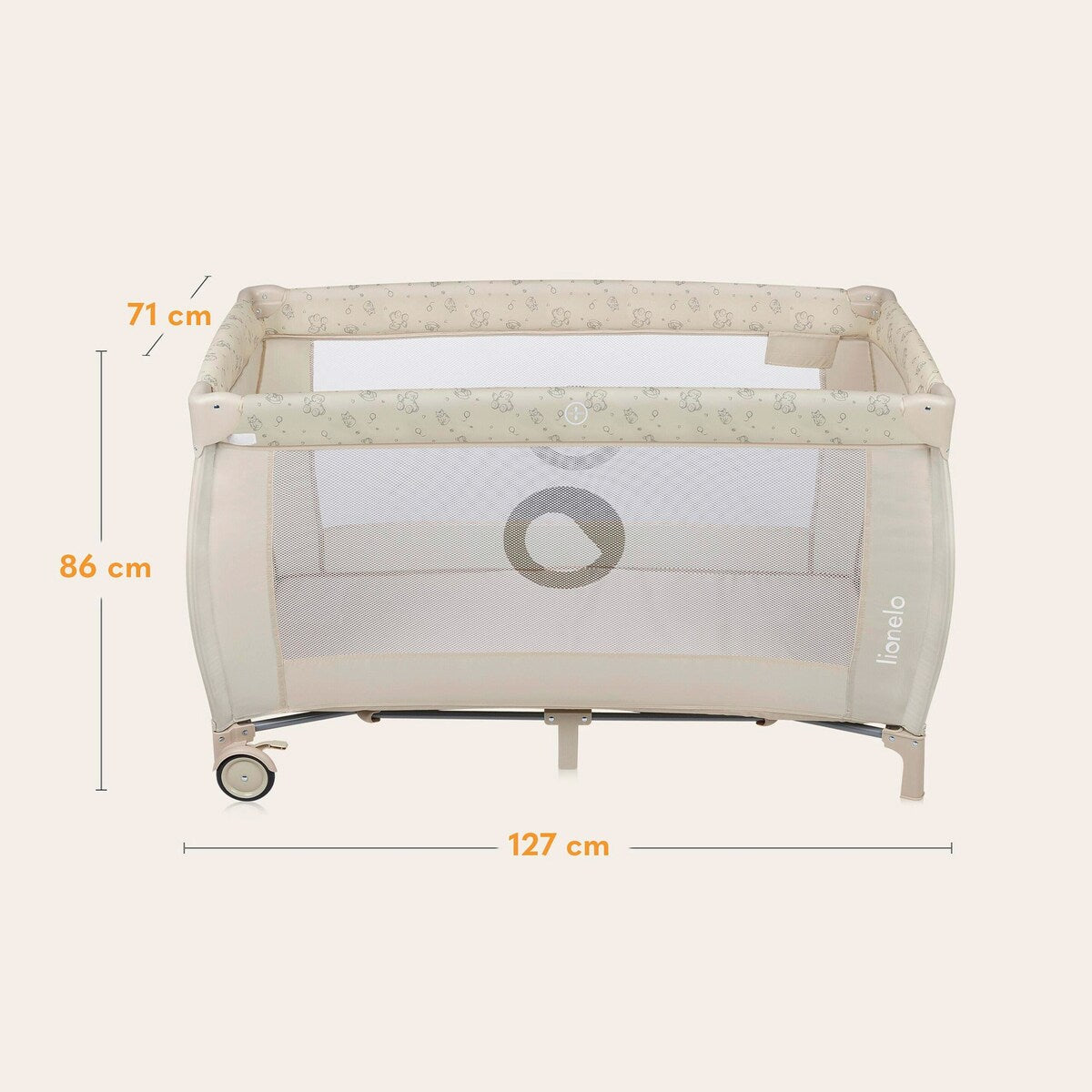 Reiseseng Sven Plus 2-i-1 med stelletopp og baldakin 127x71 cm - Lionelo