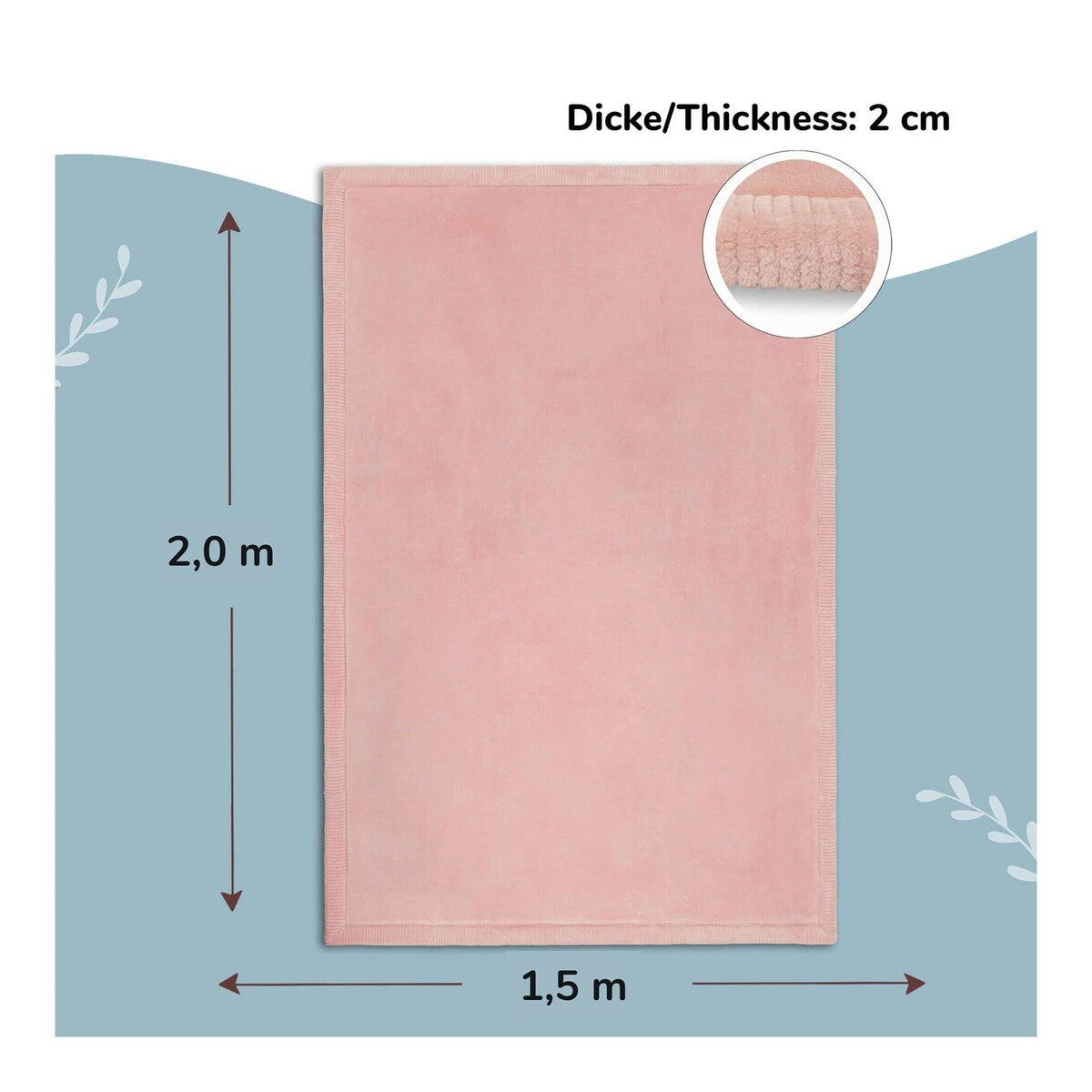 Barneteppe med minneskum 150x200 cm korallfløyel - Hakuna Matte