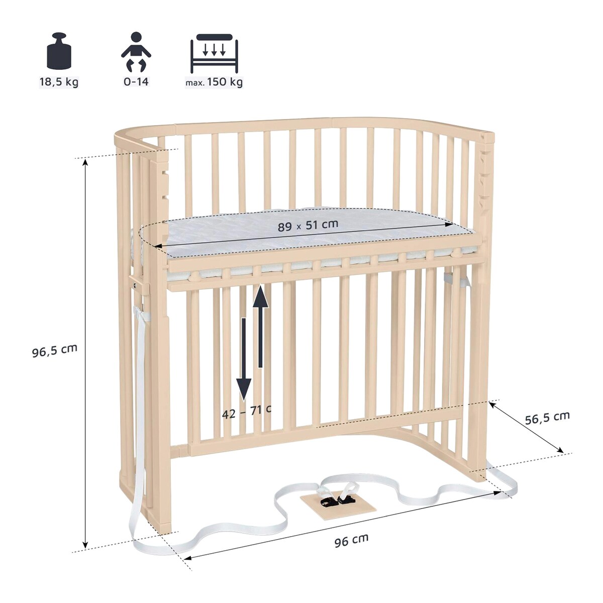Sengehest Boxspring Comfort Plus 89x51 cm massiv bøk - babybay®
