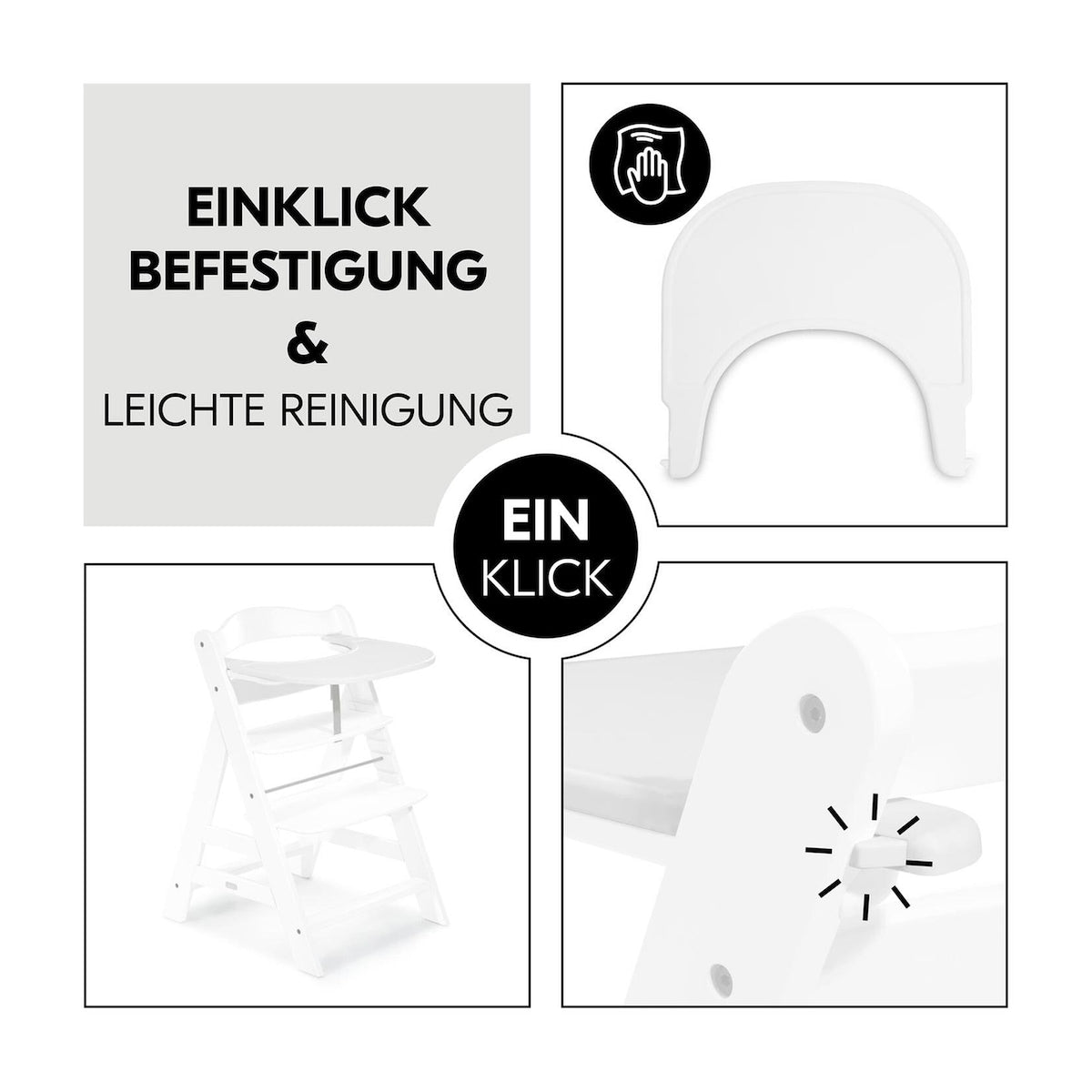 Spisebrett Alpha Click Tray i plast fra 6 mnd 44x46 cm - Hauck