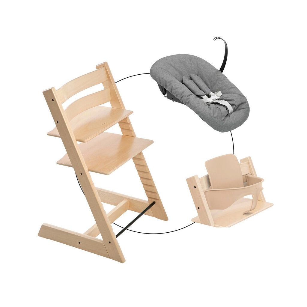 Tripp Trapp pakke i bøk med Newborn Set og Baby Set - Stokke
