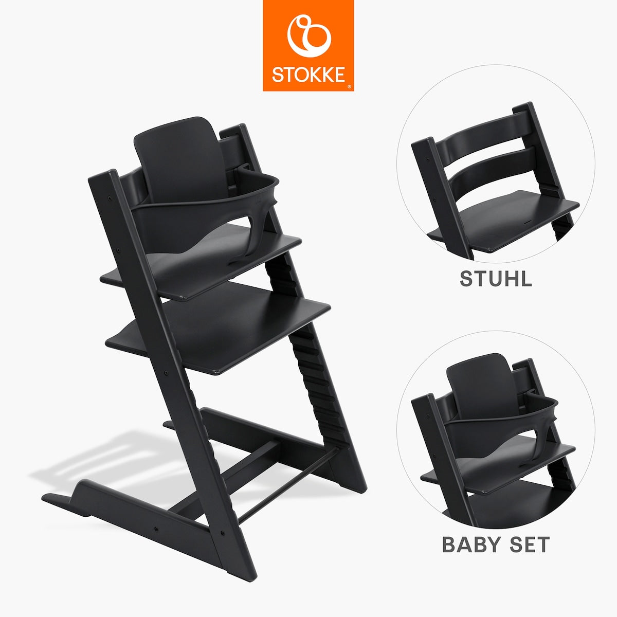 Tripp trapp-stol i eik med babysett fra 6 mnd - Stokke