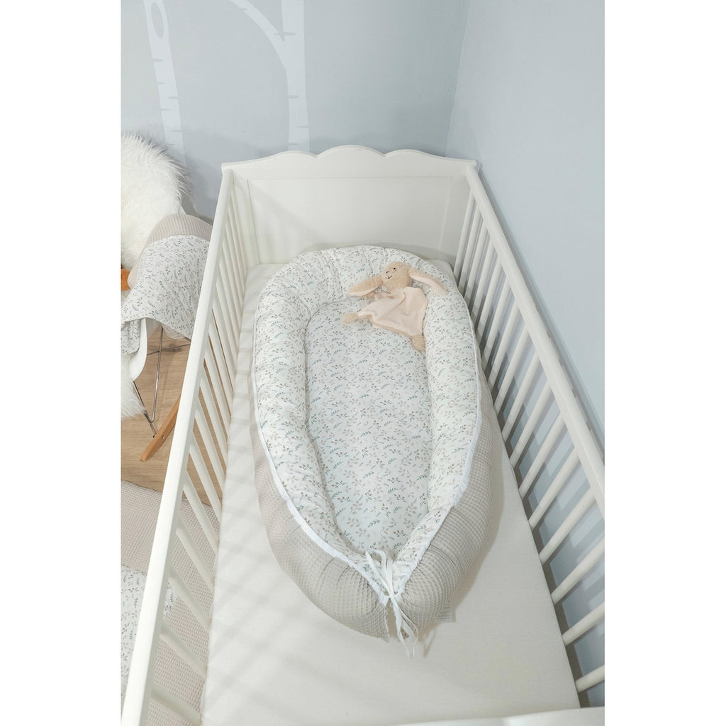 Babynest vaffelpiké vendbart 55x95 cm justerbar størrelse - Ullenboom