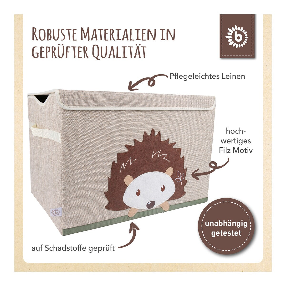 Oppbevaringskiste med lokk 36x51x36 cm polyester - Bieco
