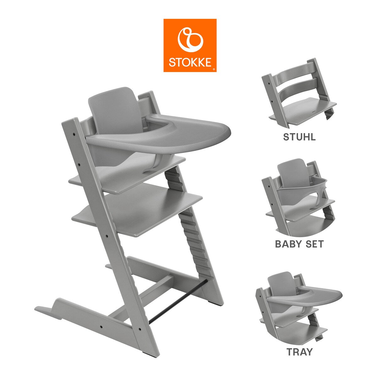 Tripp Trapp barnestol med babysett og brett fra 6 mnd - Stokke