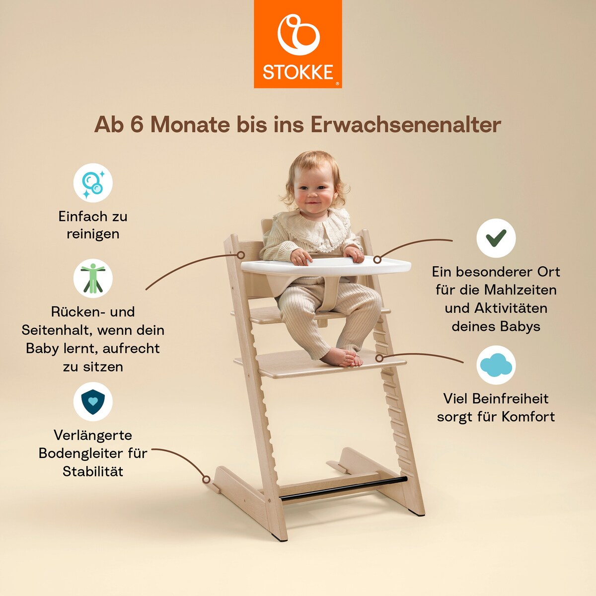 Tripp Trapp barnestol med babysett og brett fra 6 mnd - Stokke