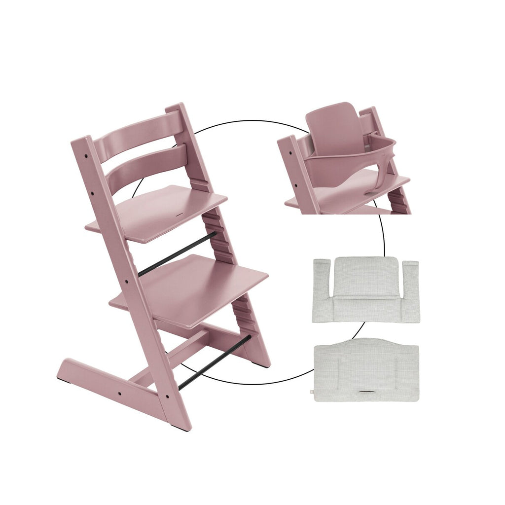 Tripp Trapp barnestol med sitepute Nordic Grey og babysett - Stokke