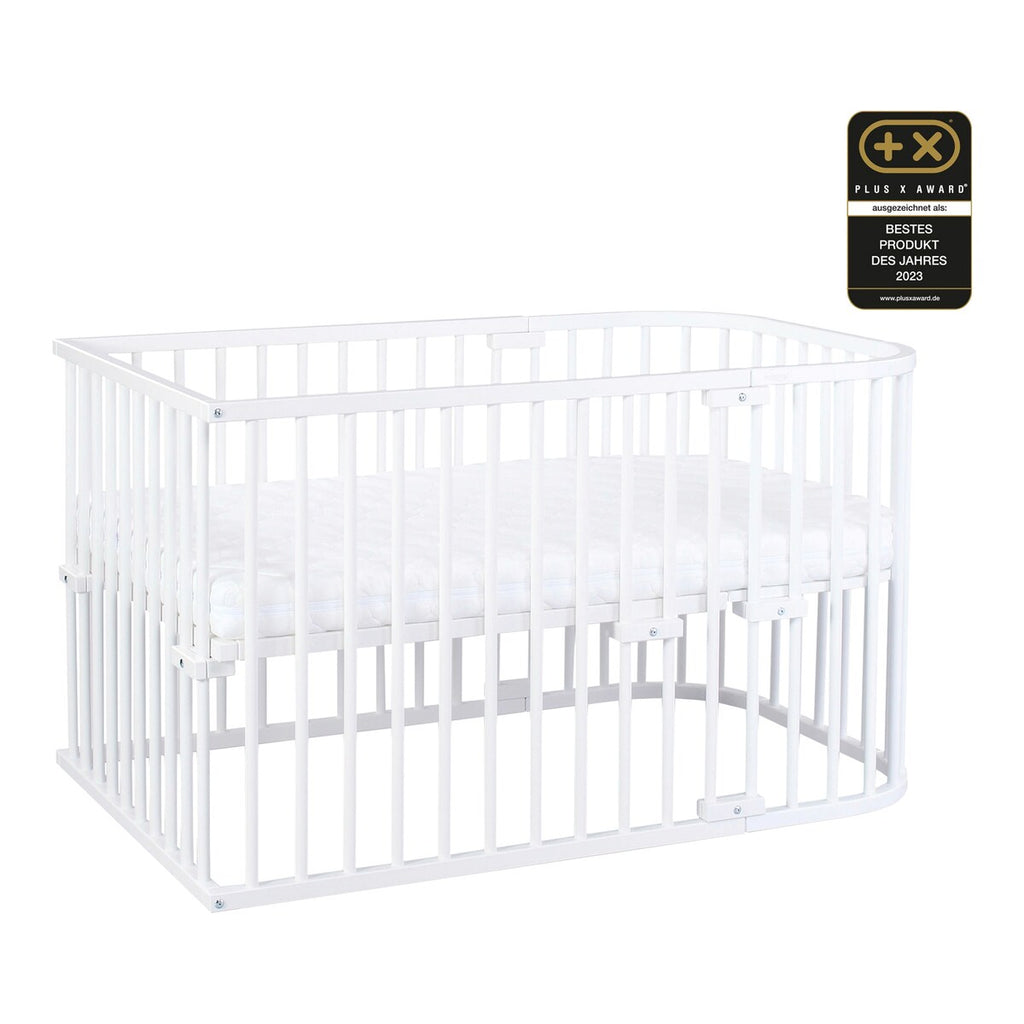 Bedside-seng Maxi med madrass og barneseng-sett i bøk - babybay®