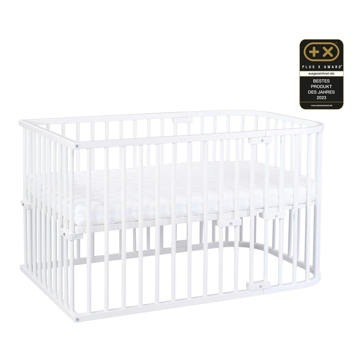 Bedside-seng Maxi med madrass og barneseng-sett i bøk - babybay®