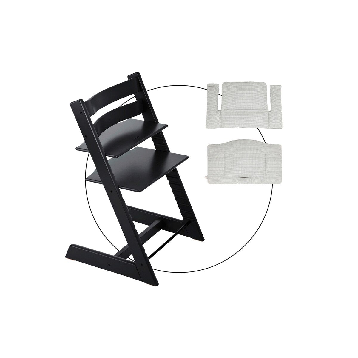 Trappestol Tripp Trapp med sittepute Nordic Grey i bøk - Stokke
