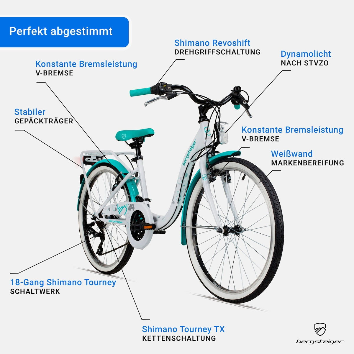 Bysykkel Atlantis 20/24 tommer for barn - Bergsteiger