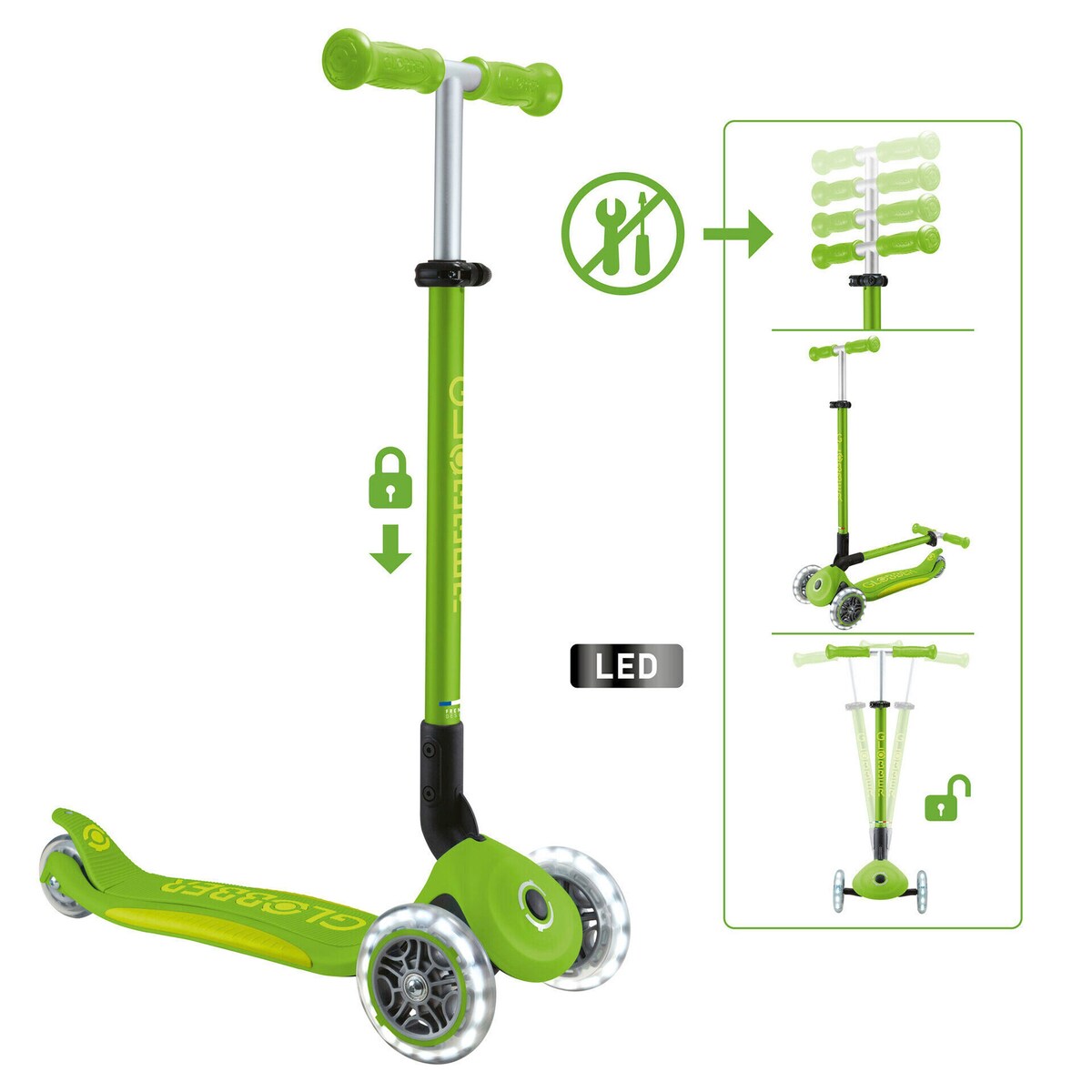 Sparkesykkel PRIMO Foldable Plus Lights fra 3 år - Globber