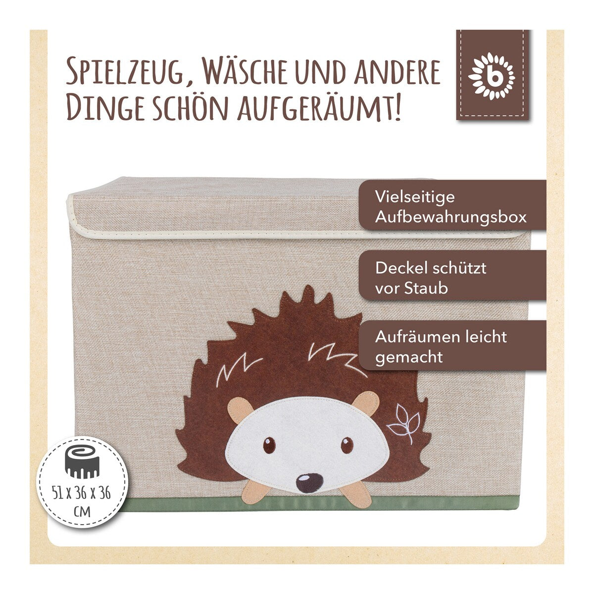 Oppbevaringskiste med lokk 36x51x36 cm polyester - Bieco
