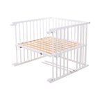 Bedside-seng Maxi med madrass og barneseng-sett i bøk - babybay®