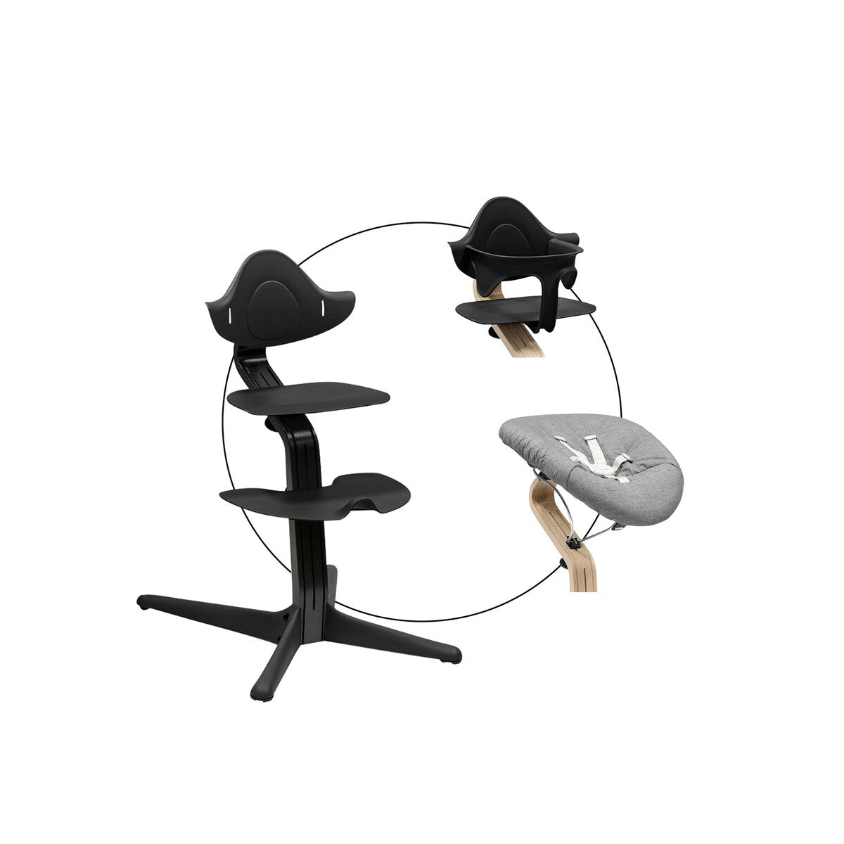 Nomi barnestol med newborn-sett og babysett, eik/bøk-finer - Stokke