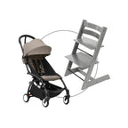 Pakke Tripp Trapp barnestol inkl. YOYO3 stell svart & tekstilsett 6+ taupe - Stokke
