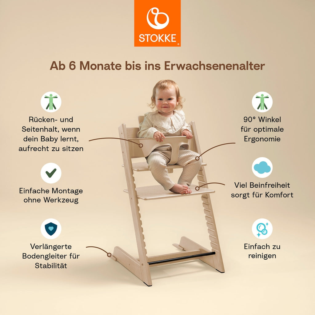 Tripp Trapp pakke i bøk med Newborn Set Deep Grey - Stokke