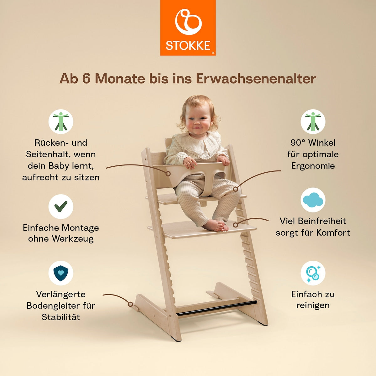 Tripp Trapp pakke i eik med Newborn Set og Baby Set - Stokke
