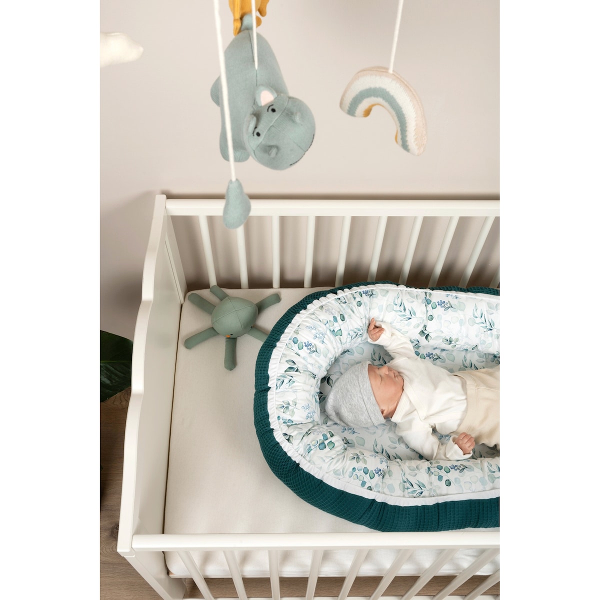 Babynest vaffelpiké vendbart 55x95 cm justerbar størrelse - Ullenboom