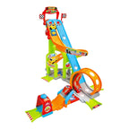 Montert ABC Jays Jump N Fun Tower bilbane med biler i lek