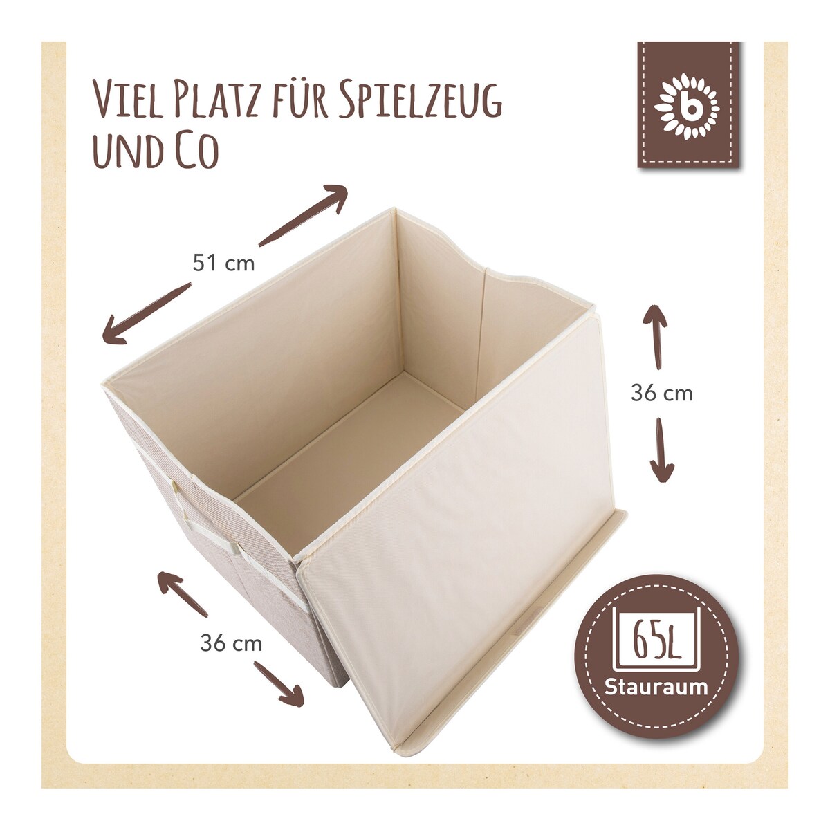Oppbevaringsboks i polyester 32x32x32 cm med dyremotiv - Bieco