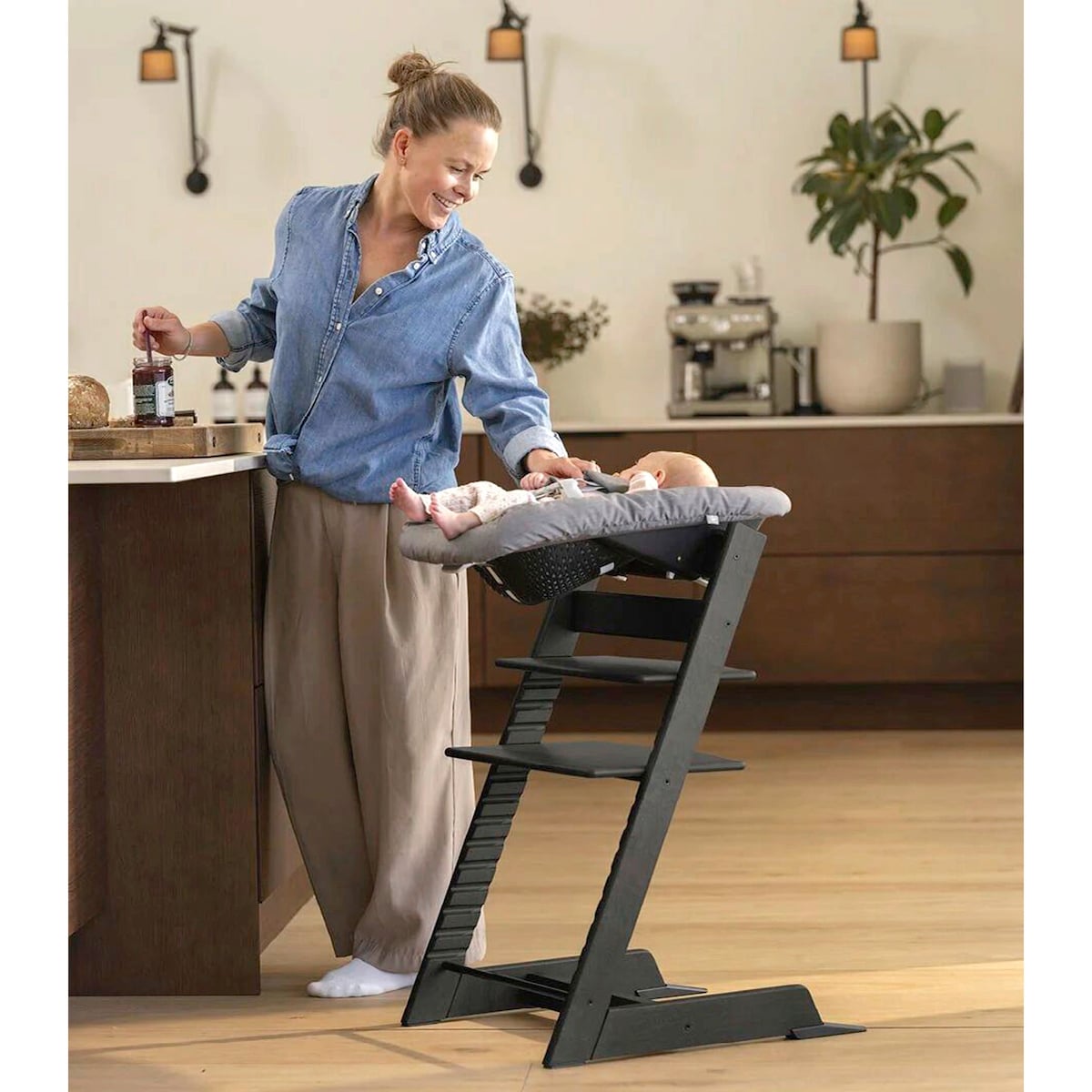 Tripp trapp-stol i eik med newborn-sett og babysett - Stokke