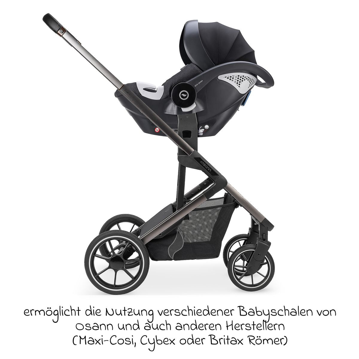 Detaljbilde av adapter for babystol til Juntos kombivogn, svart - Osann