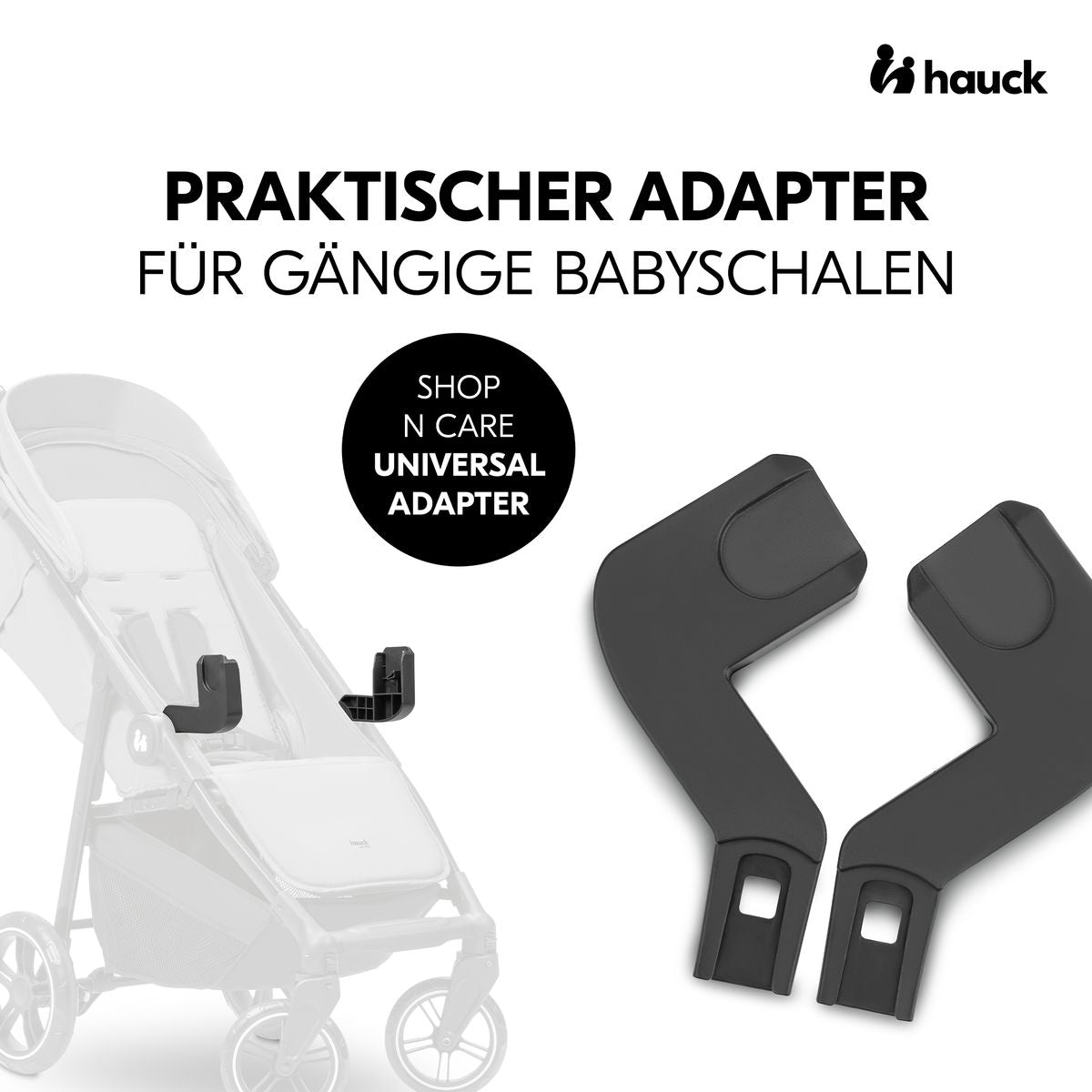 Adapter for babystol til Shop N Care sportsvogn, svart - Hauck bakside