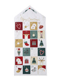 Adventskalender i bomull med 24 lommer 90x40 cm forfra