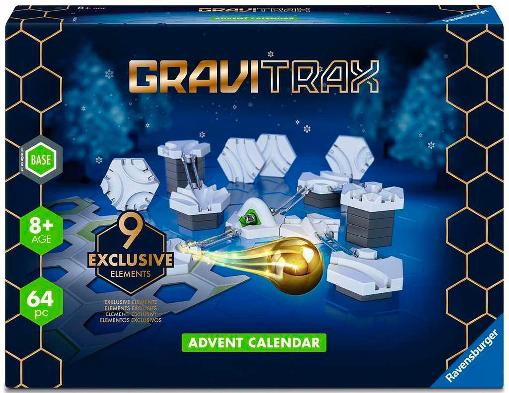 Adventskalender GraviTrax Slopes kulebane forside med eske og deler