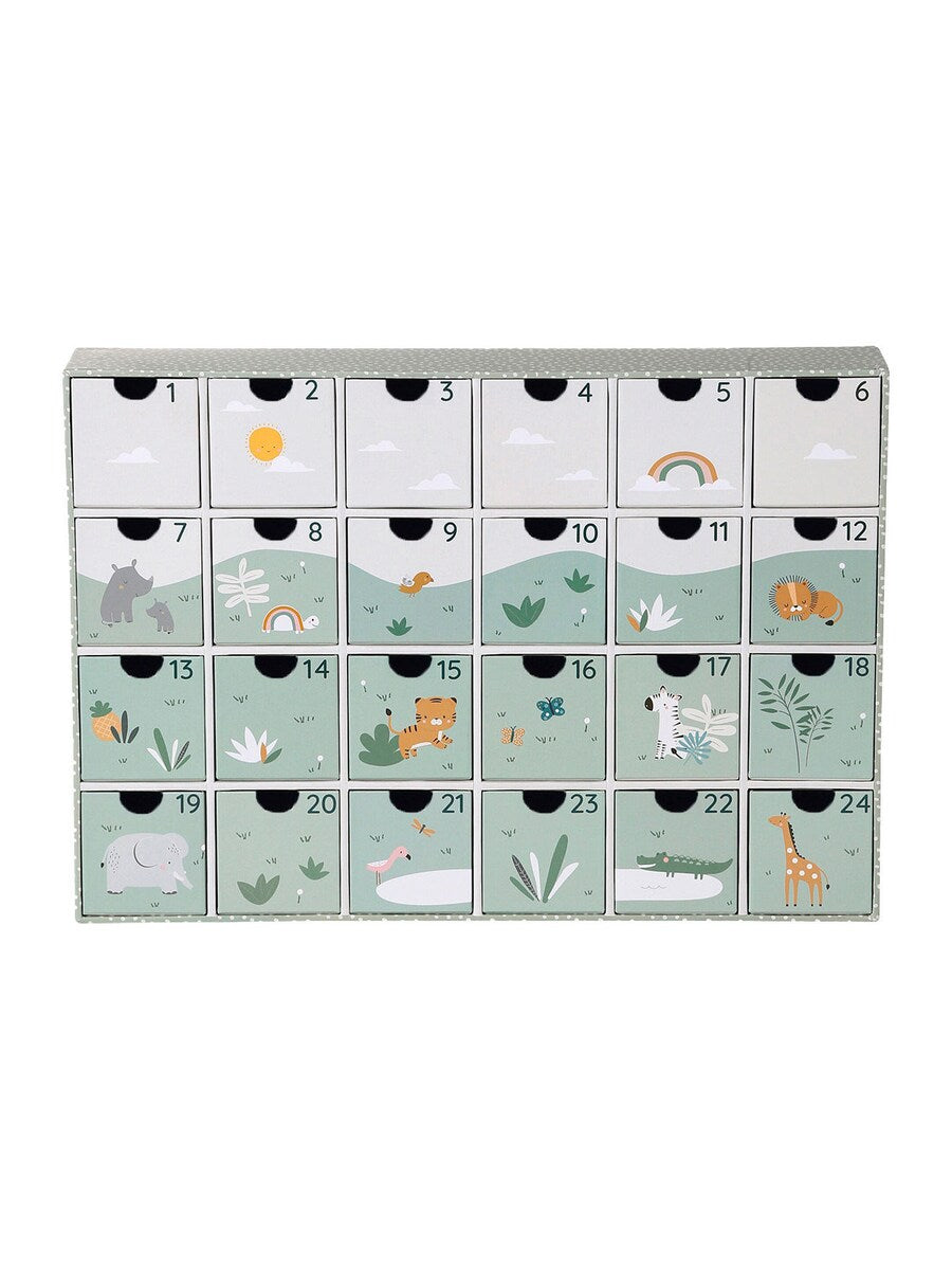 Adventskalender med treleker FSC® 24 figurer montert på vegg