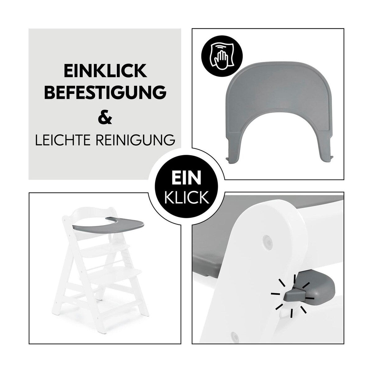 Spisebrett Alpha Click Tray i plast fra 6 mnd 44x46 cm - Hauck