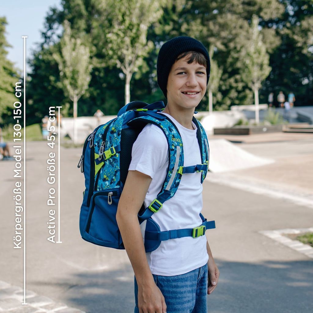Skolesekk Active Pro med laptoplomme og organiser - neoxx