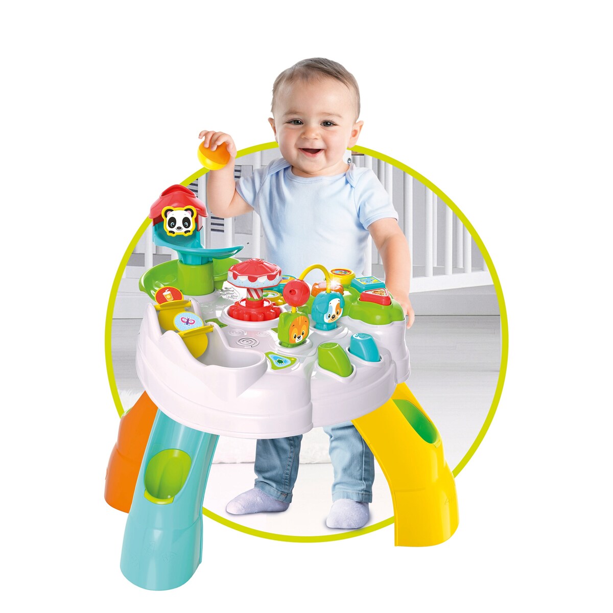 Bakside av Aktivitetsbord Baby-Park med lys og lyd